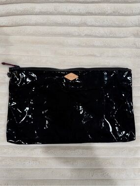 MZ Wallace Black Patent Vinyl Zip large Pouch/storage travel bag